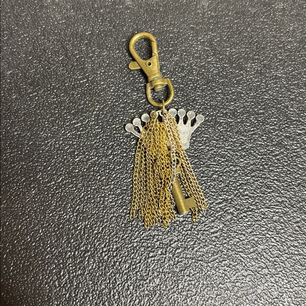 Crown and Key Purse Charm Keychain Queen Tassel
